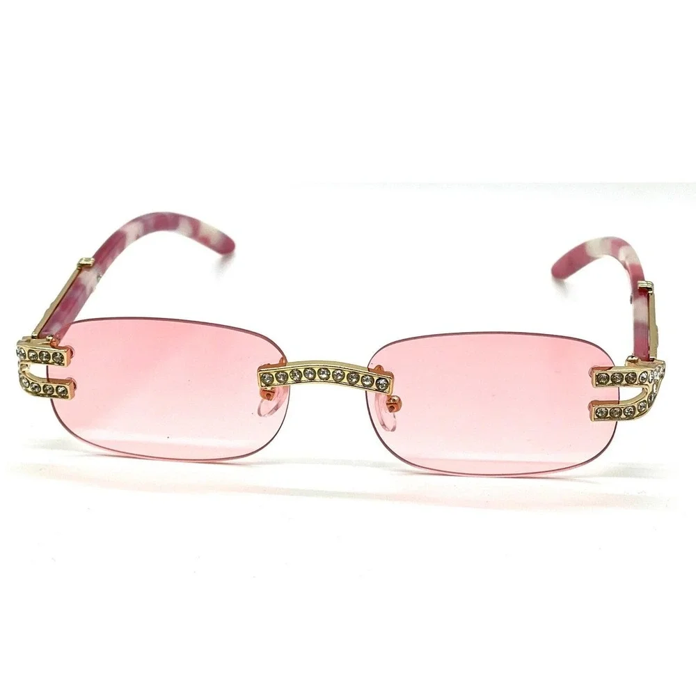 Women Sunglasses Pink Lens Gold Accent‎ Fashion Trendy Women Luxury Style Gafas